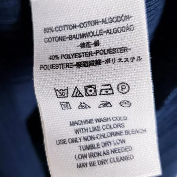 We The Free FP Annie Ribbed Collared Top Pullover Preppy Oversized size S Navy - Picture 9 of 12